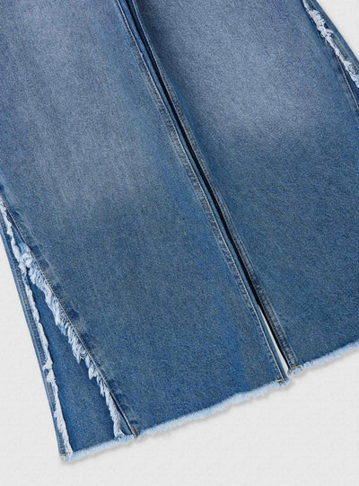 Jeans maxi con dettagli sfrangiati laterali