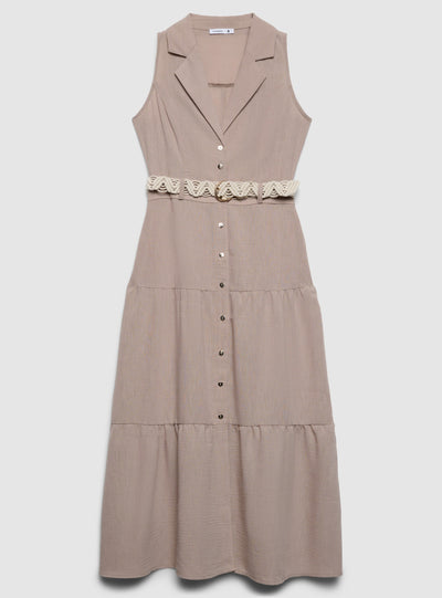 Vestito chemisier lungo con cintura