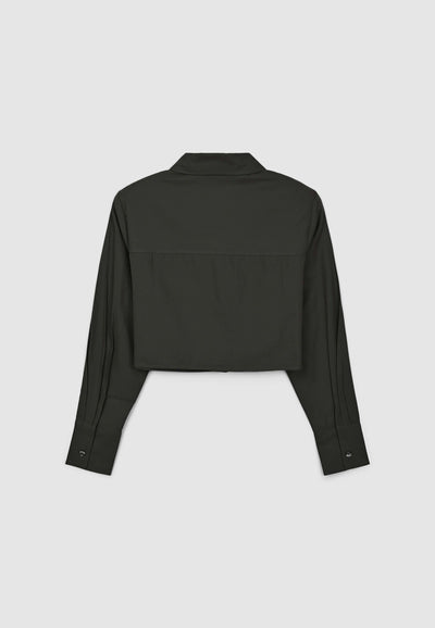 Camicia crop con tasche applicate