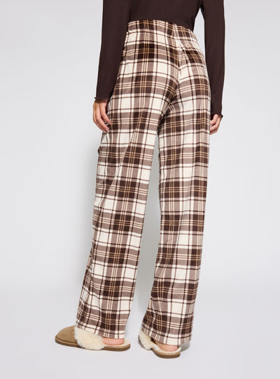 Wide-leg checked pajama trousers