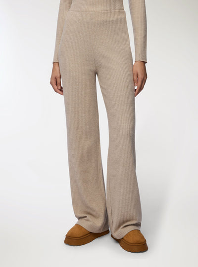 Pantaloni wide leg a coste tessuto caldo