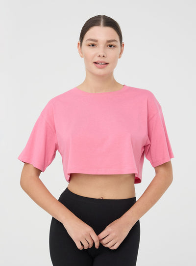 Pack 2 t-shirt crop ampie a tinta unita