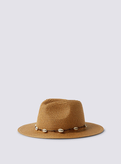 Cappello fedora effetto paglia con dettaglio
