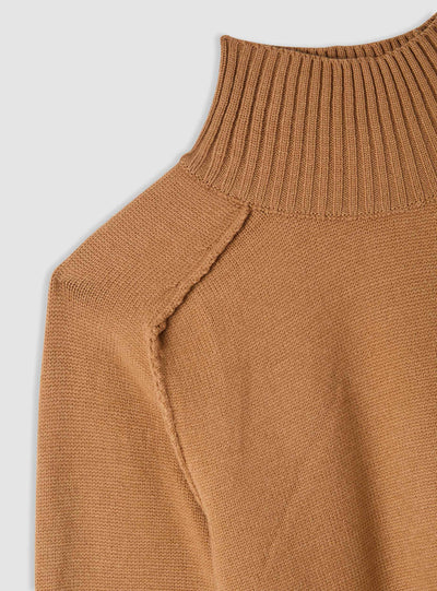 T-shirt crop uni avec col montant