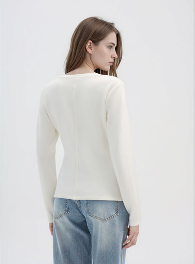 T-shirt a maniche lunghe con scollo a V