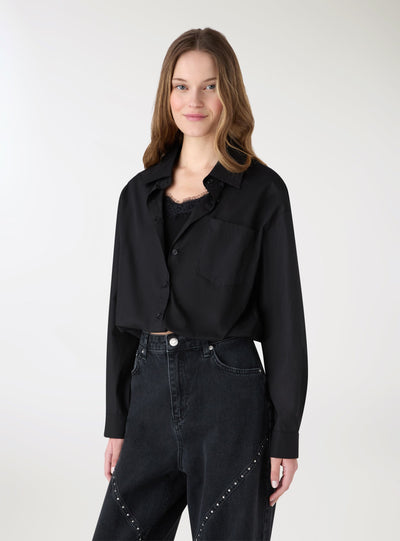 Solid-colour blouse with chest pocket
