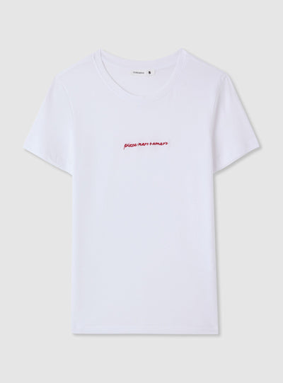 T-shirt con ricamo lettering