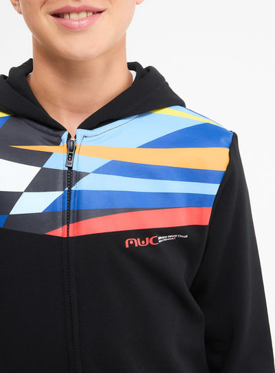Hoodie with front/back print and zip