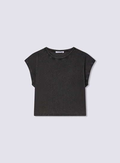 T-shirt crop maniche ad aletta garment-dyed