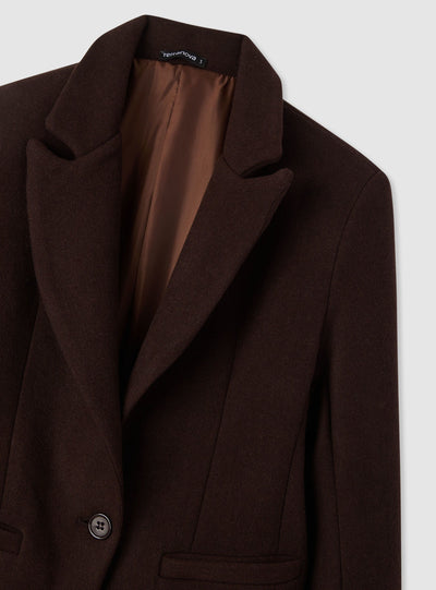 Cappotto lungo monopetto in misto lana
