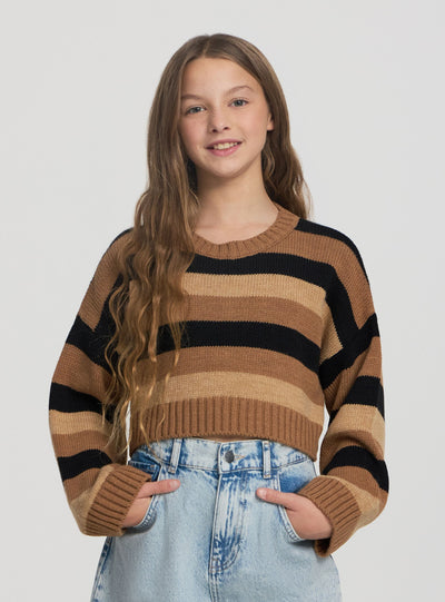 Maglia crop a righe