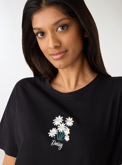 T-shirt con ricamo floreale
