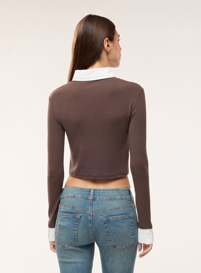 T-shirt manica lunga con inserti camicia