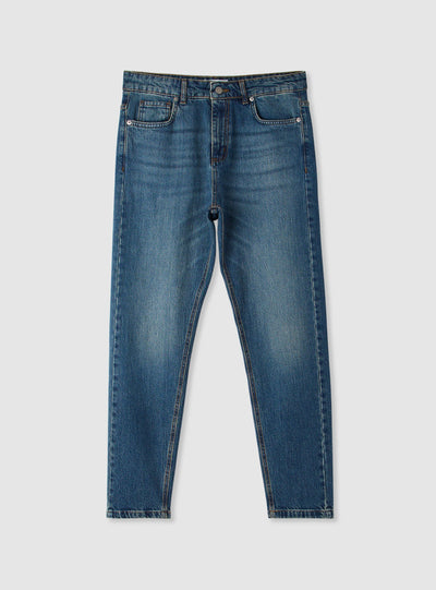 Jeans slim tapered a tinta unita