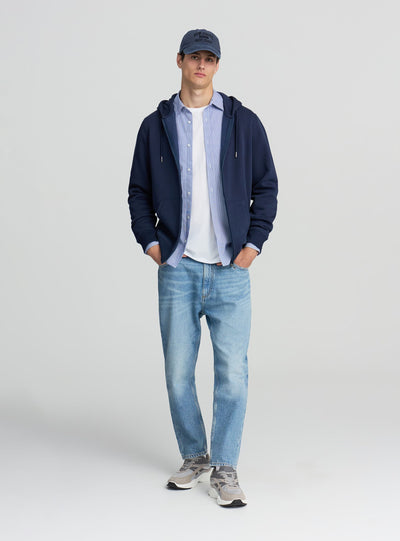 Felpa pesante con cappuccio, coulisse e zip