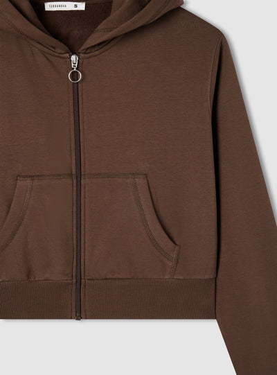 Felpa crop con cappuccio e zip