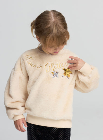Felpa con paillettes e scritta