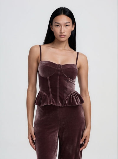 Top bustier con coppe e peplum