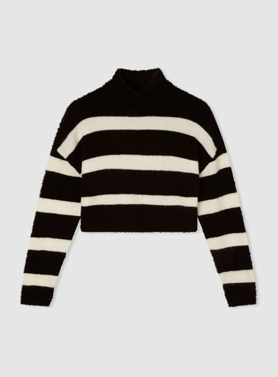 Striped cropped turtleneck jumper