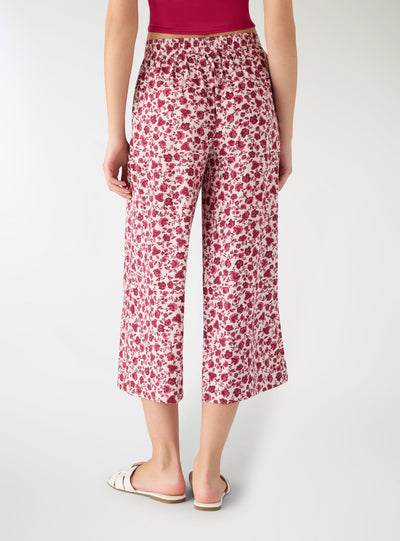 Pantaloni crop a fiori
