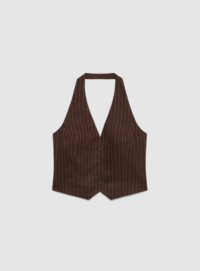 Gilet halter crop a righe
