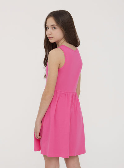 Vestito smanicato in jersey di cotone