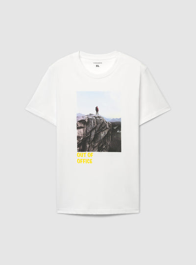 T-shirt stampa montagna e scritta