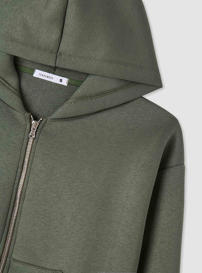 Felpa con cappuccio e zip tinta unita