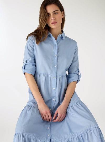 Long shirt dress with ruffles