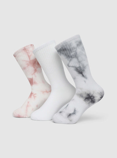 Pack 3 paia calze fantasia tie-dye e tinta unita