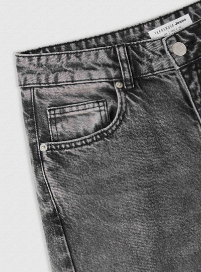 Jeans straight con lacci al fondo