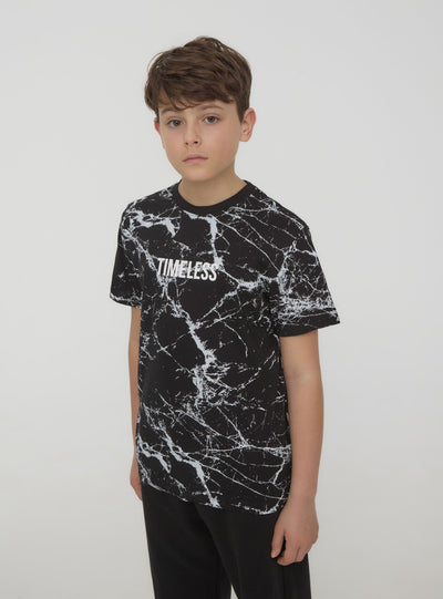 T-shirt con stampa marmorizzata all-over