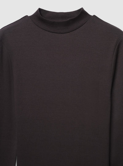 T-shirt maniche lunghe lupetto a costine