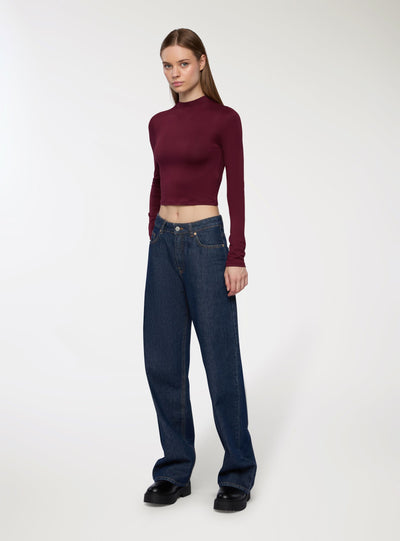 Crop turtleneck T-shirt