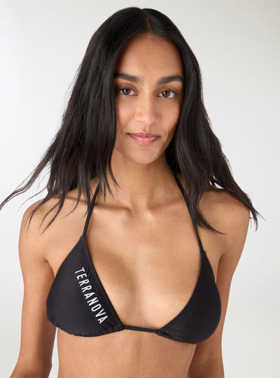 Solid colour triangle bikini bra with logo
