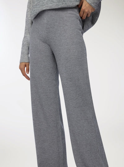Pantaloni wide leg a coste tessuto caldo