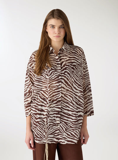 Camicia lunga con stampa animalier