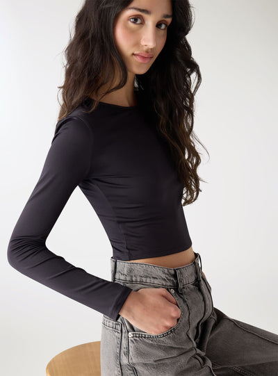 T-shirt crop a tinta unita