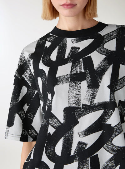 T-shirt over con stampa graffiti allover TRNPOPLAB