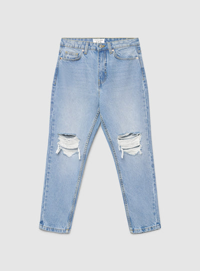 Jeans mom con strappi