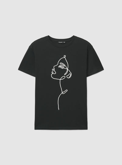 T-shirt con ricamo volto