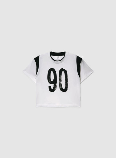 T-shirt crop con stampa numero TRNPOPLAB