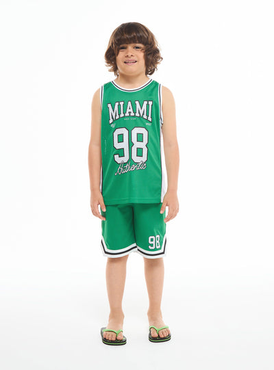 Mesh basketball vest with Miami print