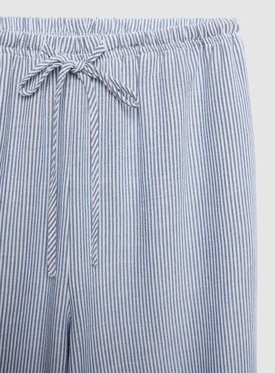 Pantaloni wide leg a righe effetto lino