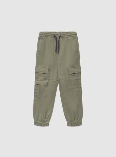 Pantaloni cargo con coulisse tinta unita