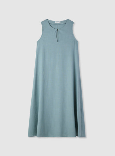 Vestido largo efecto lino con escote en gota