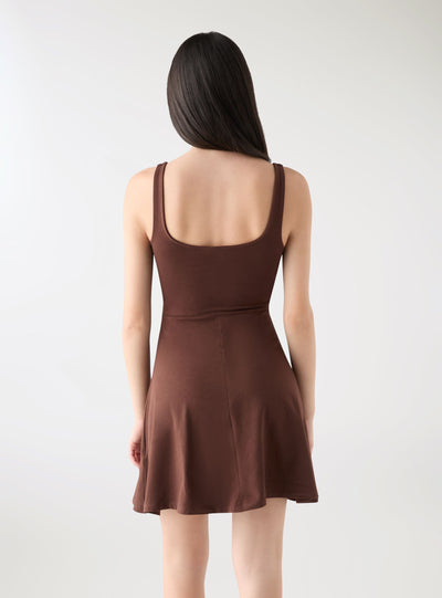 Rochie skater uni cu decolteu pătrat