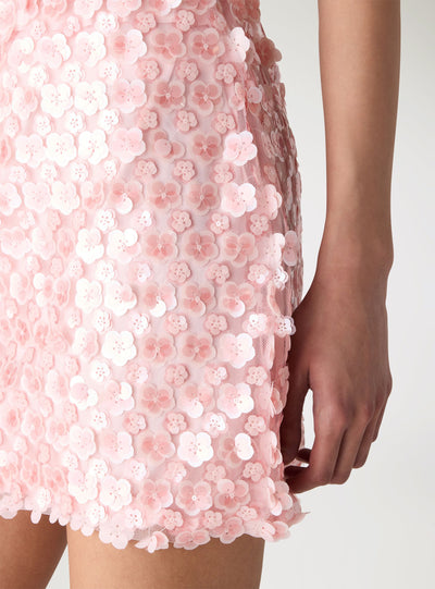 Gonna mini con paillettes a fiori