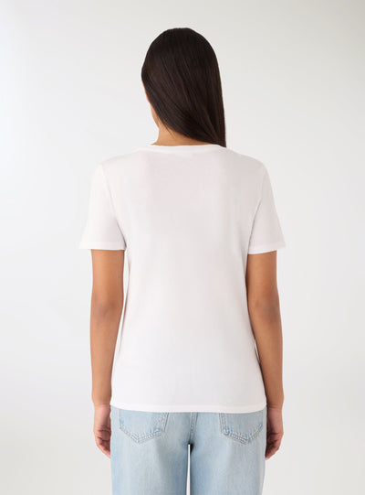 T-shirt con stampa fiori e scritta