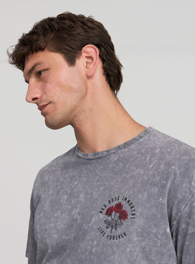 T-shirt acid wash stampa fronte/retro